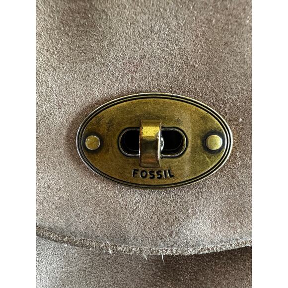 Fossil Gold Metallic Leather Small crossbody bag purse with brass buckle - Picture 6 of 8